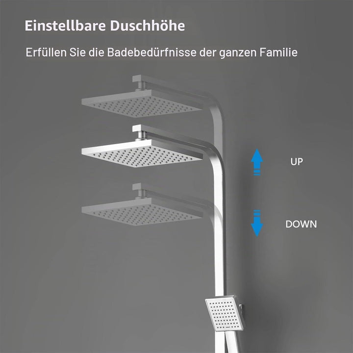 YOOZENA Duschsystem,Duscharmatur Komplettset,Duscharmatur mit Thermostat, Duschkopf mit Schlauch und