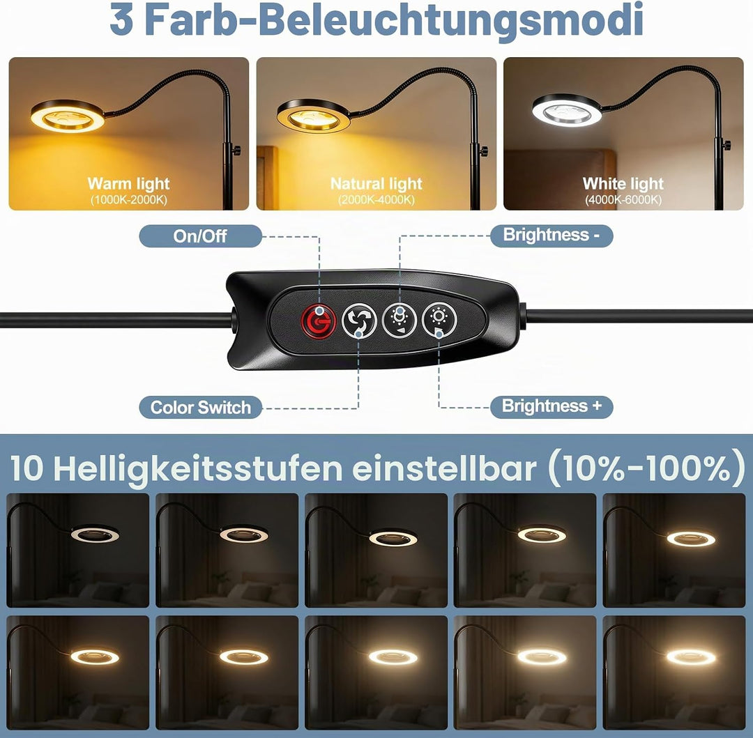 Lupe mit licht und ständer, 10x Standlupe mit Beleuchtung und Stativ, 3-in-1-Standlupe, 3 Farben Mod