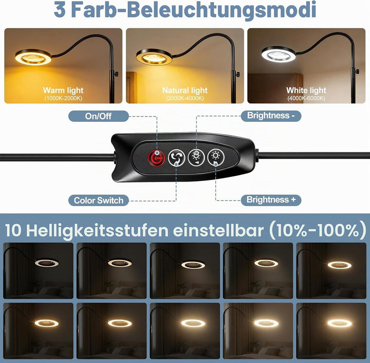 Lupe mit licht und ständer, 10x Standlupe mit Beleuchtung und Stativ, 3-in-1-Standlupe, 3 Farben Mod