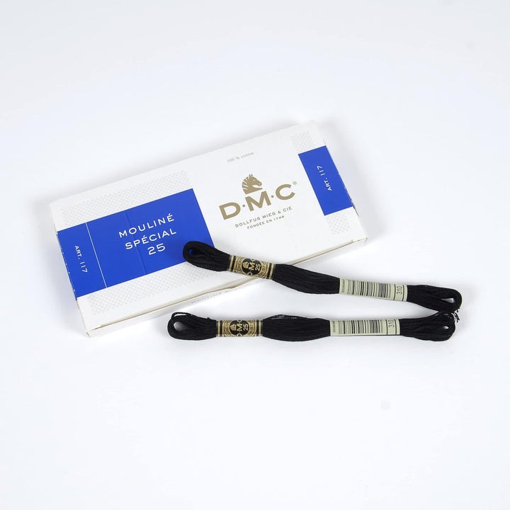 DMC 6-fädiges Stickgarn aus Baumwolle, schwarz, 12 Stück 12-Pack De Schwarz, 12-Pack De Schwarz