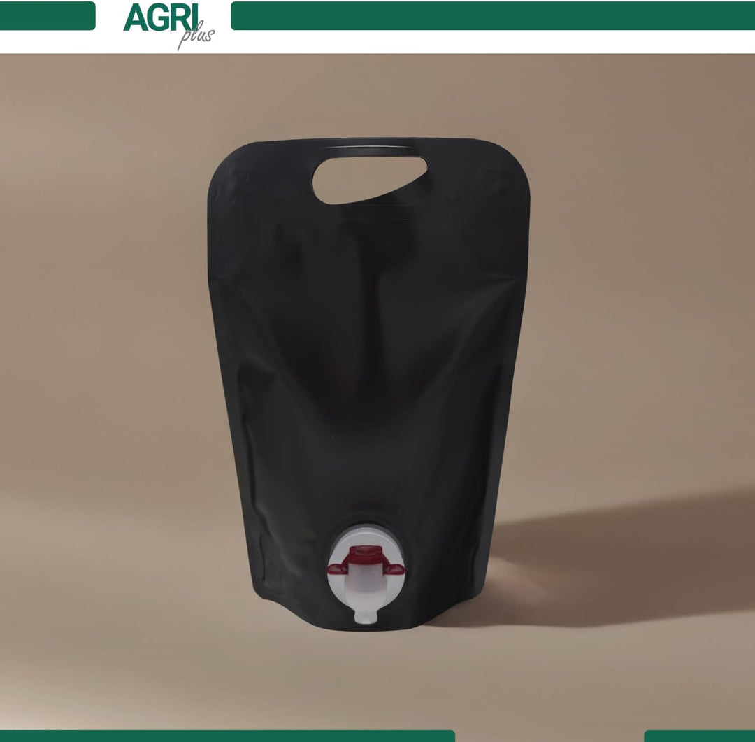 AGRI plus Standbodenbeutel in Schwarz I 0,75 Liter I 10 Stück I Hochwertige Saftbeutel mit Zapfhahn