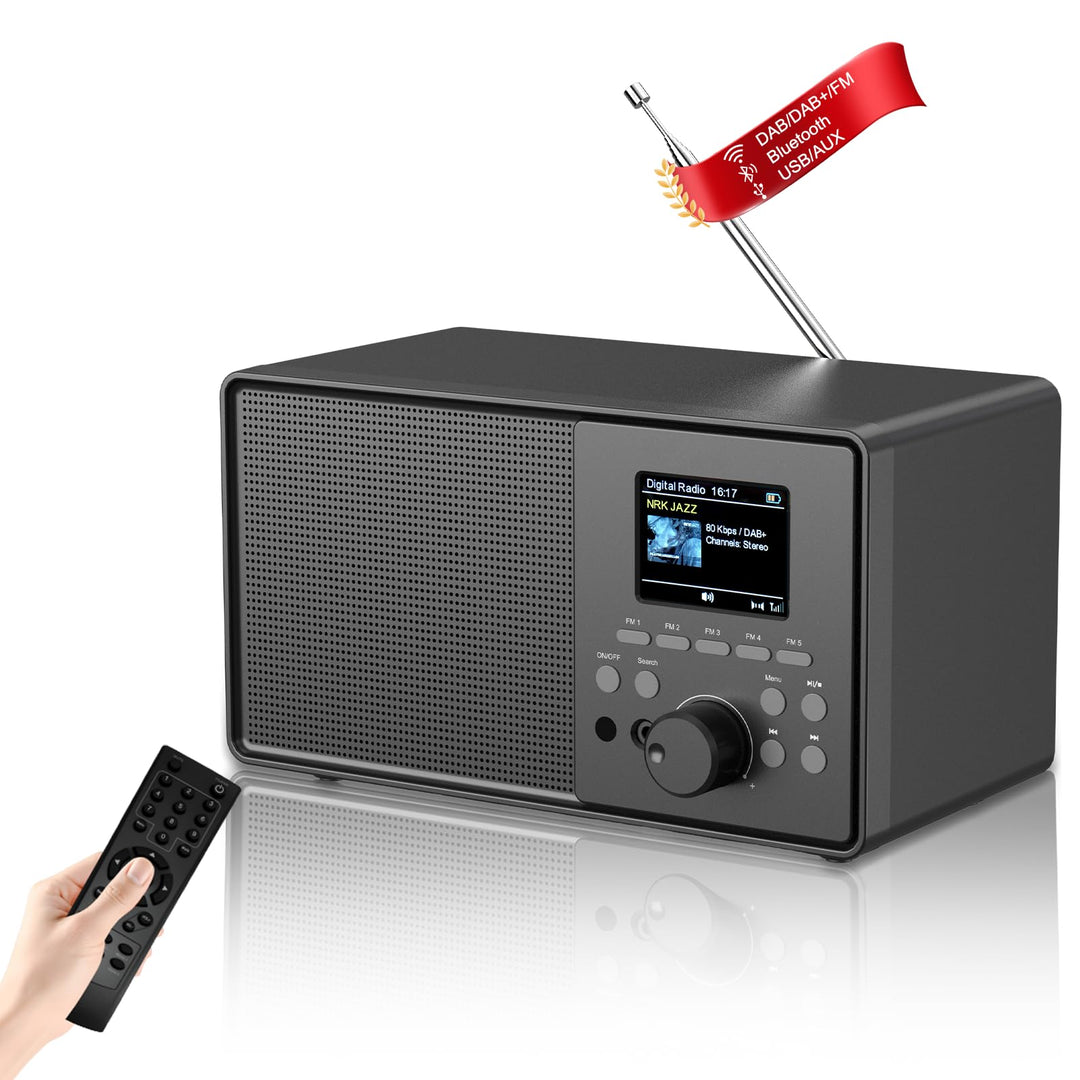 DAB+/DAB Retro Radio mit Bluetooth 5.0 &amp; Fernbedienung, Nostalgie-Design mit 2,4 Farbdisplay, Doppel