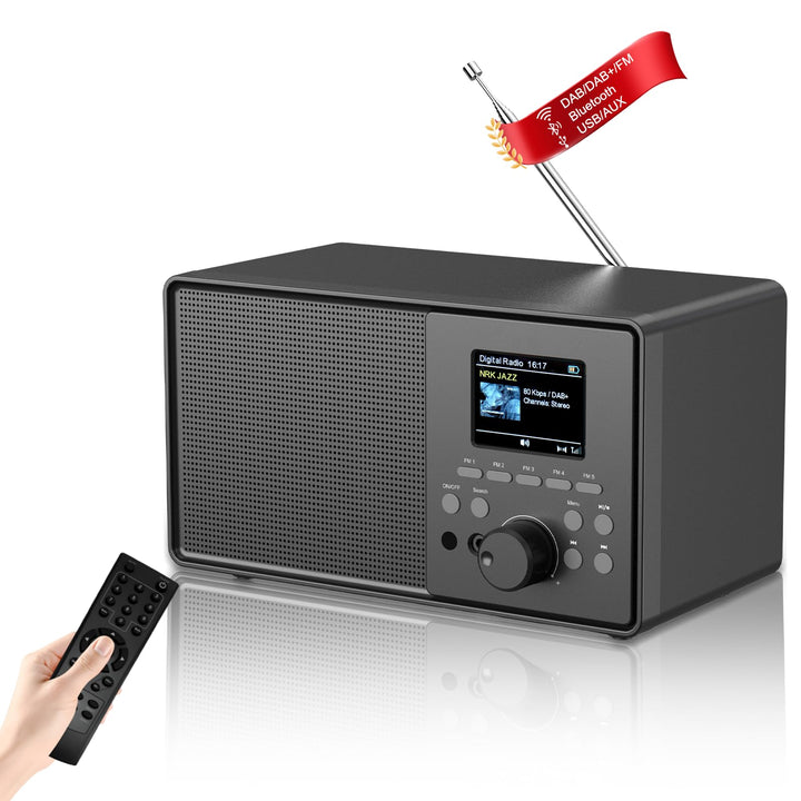 DAB+/DAB Retro Radio mit Bluetooth 5.0 &amp; Fernbedienung, Nostalgie-Design mit 2,4 Farbdisplay, Doppel