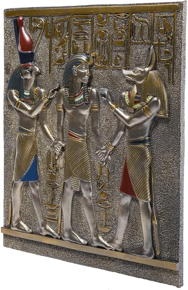 Lachineuse - Ägyptisches Bas-Relief 28 x 25 cm – ägyptischer Rahmen mit Pharaonen & Hieroglyphen – Ä