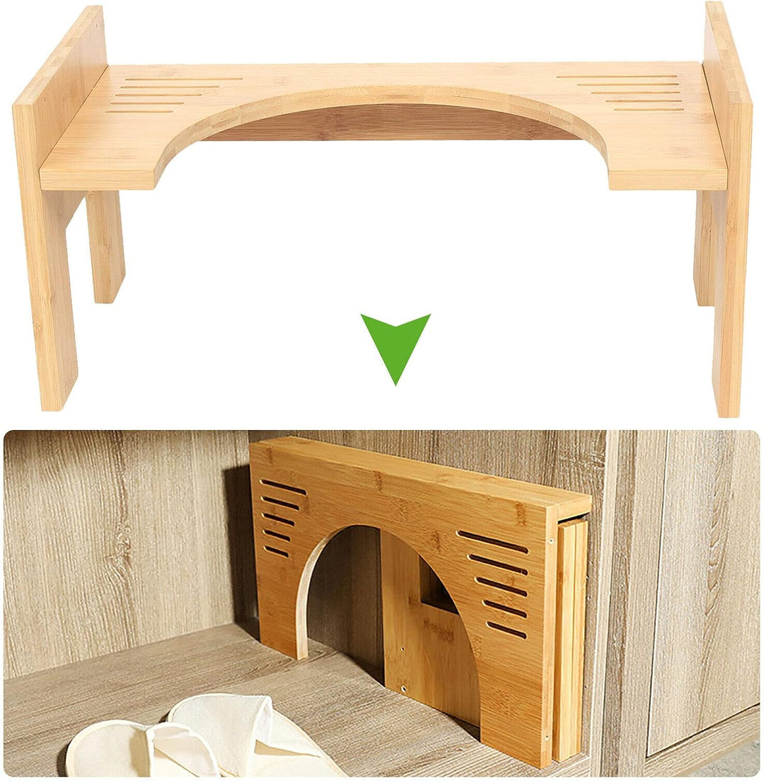 Toilettenhocker aus Bambus, WC Hocker Fusshocker Kinder Toilettenhilfe Höhenverstellbar 7-9in Tritth