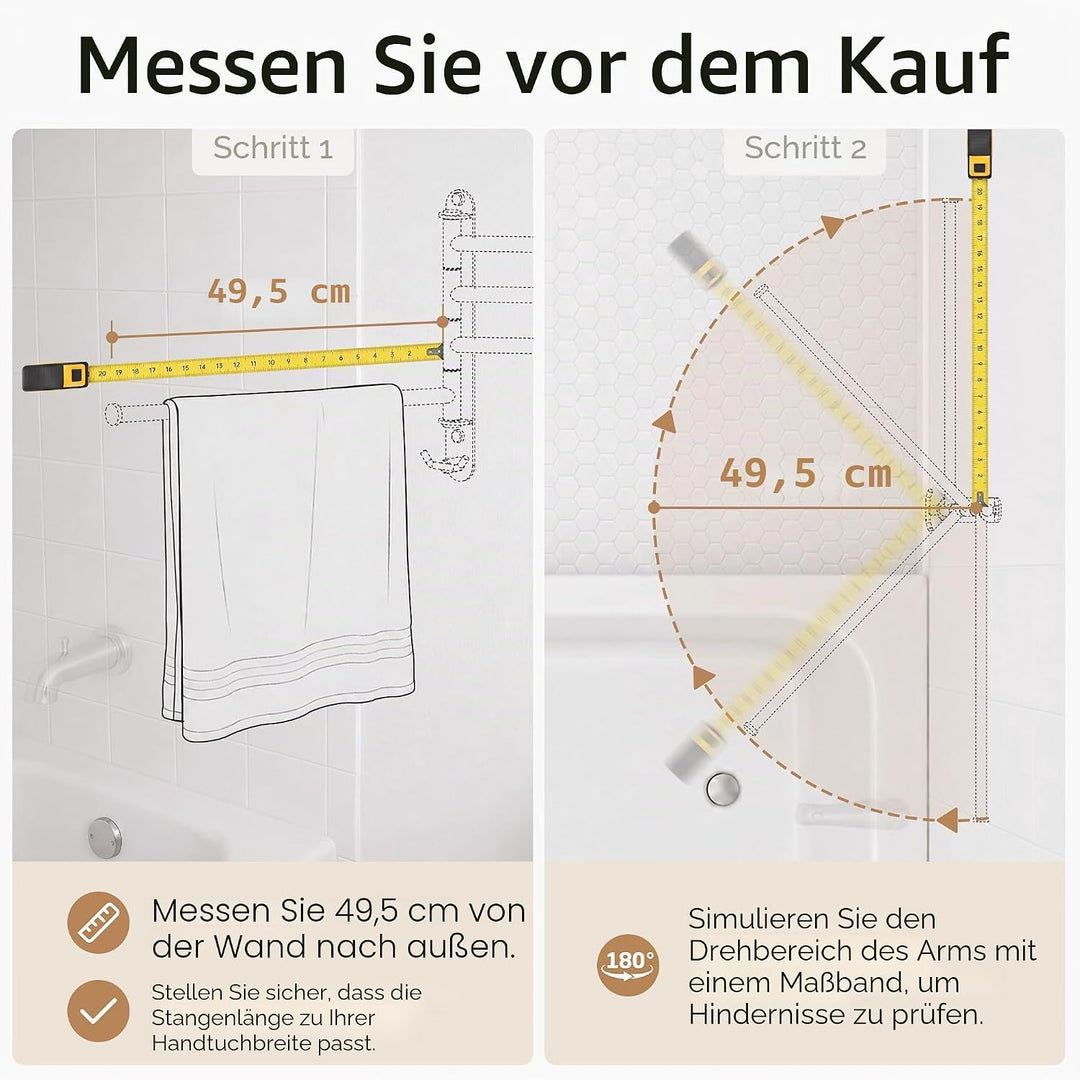 KES Handtuchhalter Schwenkbar Handtuchstange 4 Armig Bad Edelstahl SUS304 Badetuchhalter 50CM 180° D