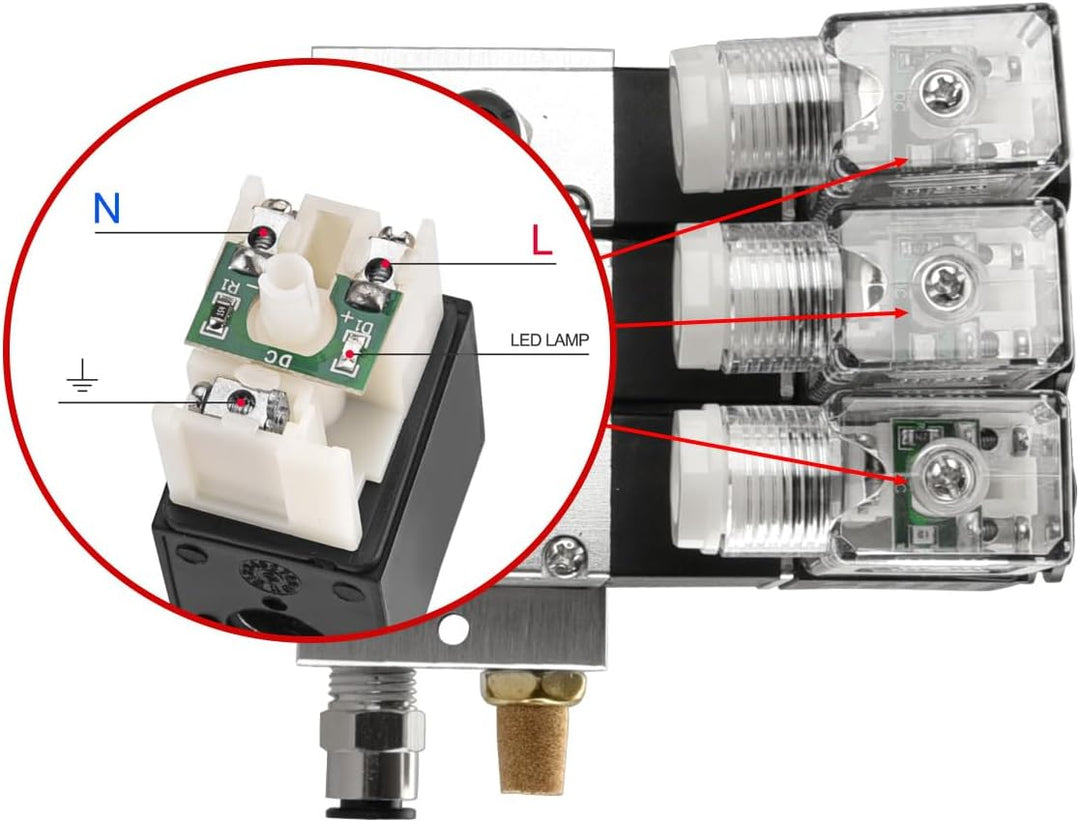 Heschen Elektrisches pneumatisches Dreifach-Magnetventil, 3V210-08, DC24V, PT1/4, 3/2-Wege, Krümmers