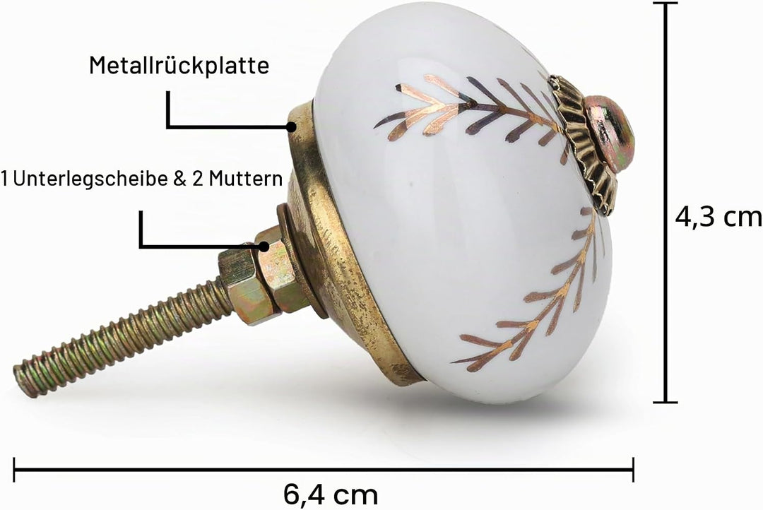 Craft Trade Keramik-Schrankknöpfe, sortiert, rund, Boho-Kommode, goldfarbene Knöpfe, verschiedene Ke