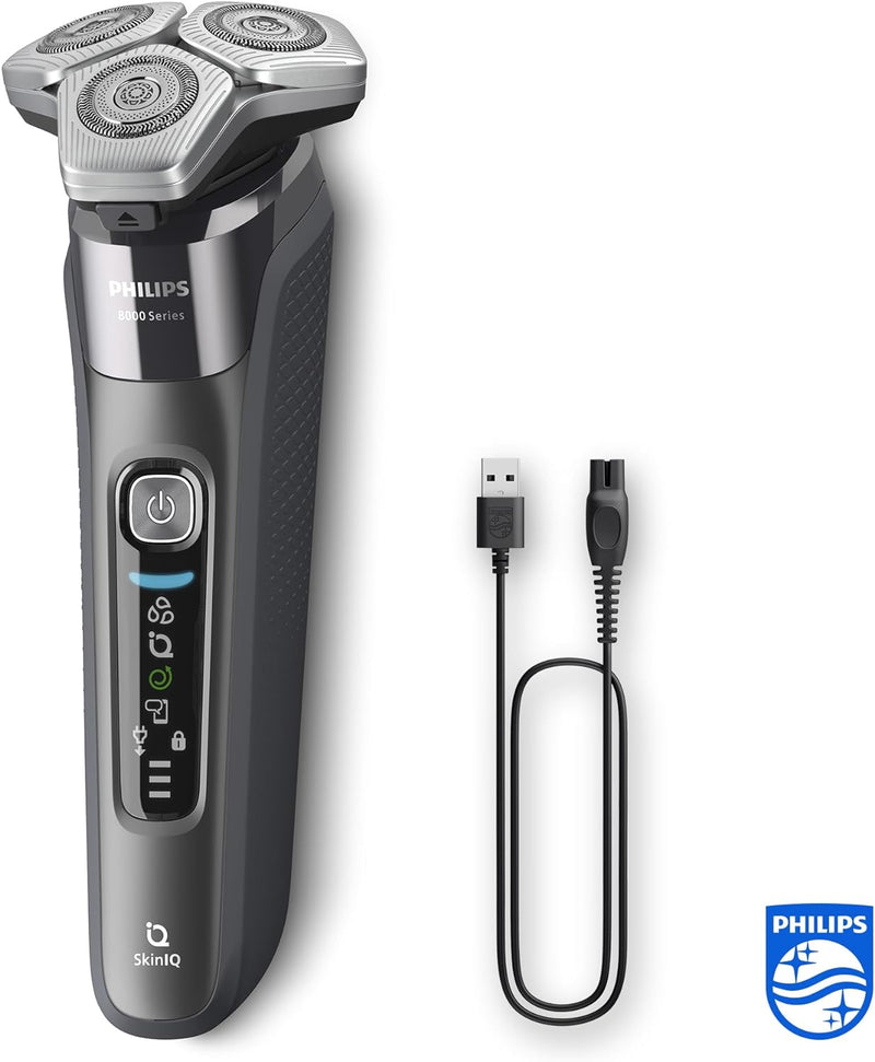 Philips Shaver Series 8000 – Elektrischer Nass- und Trockenrasierer mit SkinIQ Technologie, ausklapp