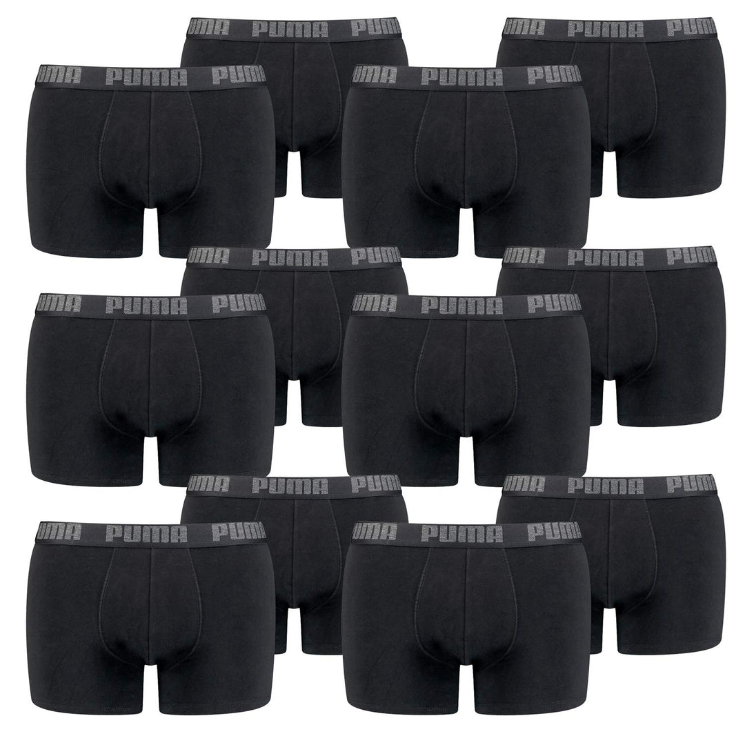 PUMA 12er Pack Boxer Boxershorts Men Herren Unterhose Pant Unterwäsche S Black/Black, S Black/Black