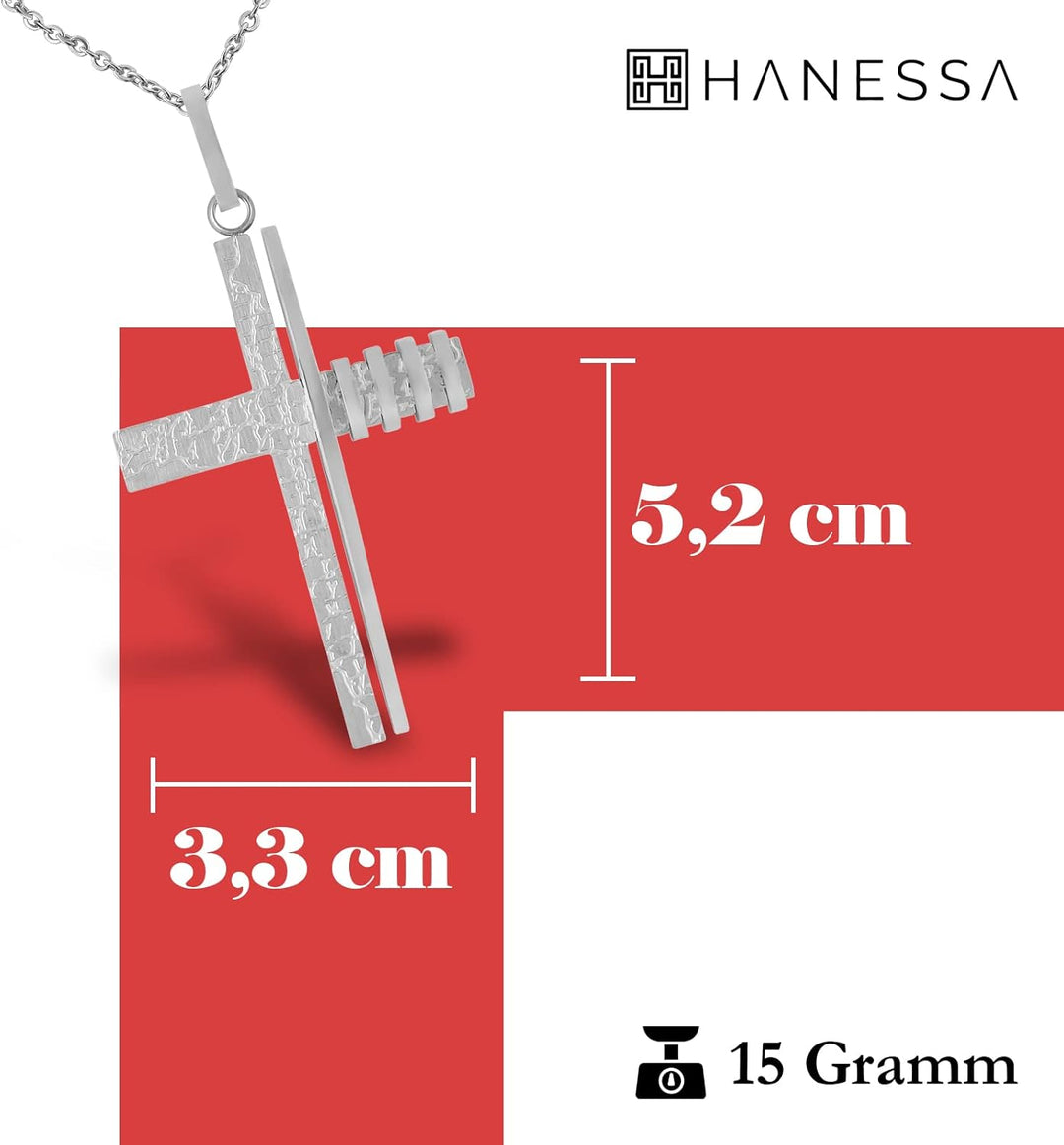 Hanessa Personalisierte Kette mit Gravur Edelstahl 45-60 cm mit Anhänger Kreuz silber - Personalisie