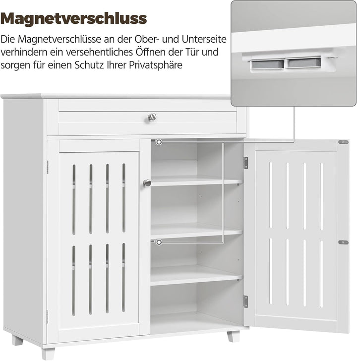 Yaheetech Schuschrank Schuhregal mit 1 Schublade und 2 Türen Schuhablage Verstellbare Einlegeböden S