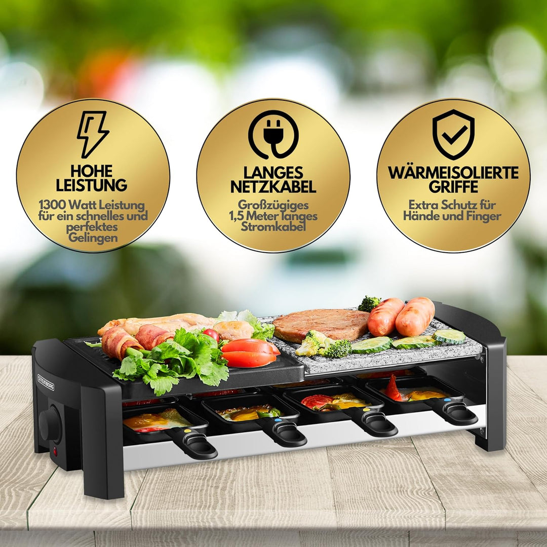 Raclette Grill | 8 Personen | Raclette Gerät | Raclettegrill | Party Grill | Elektro Grill | Tischgr