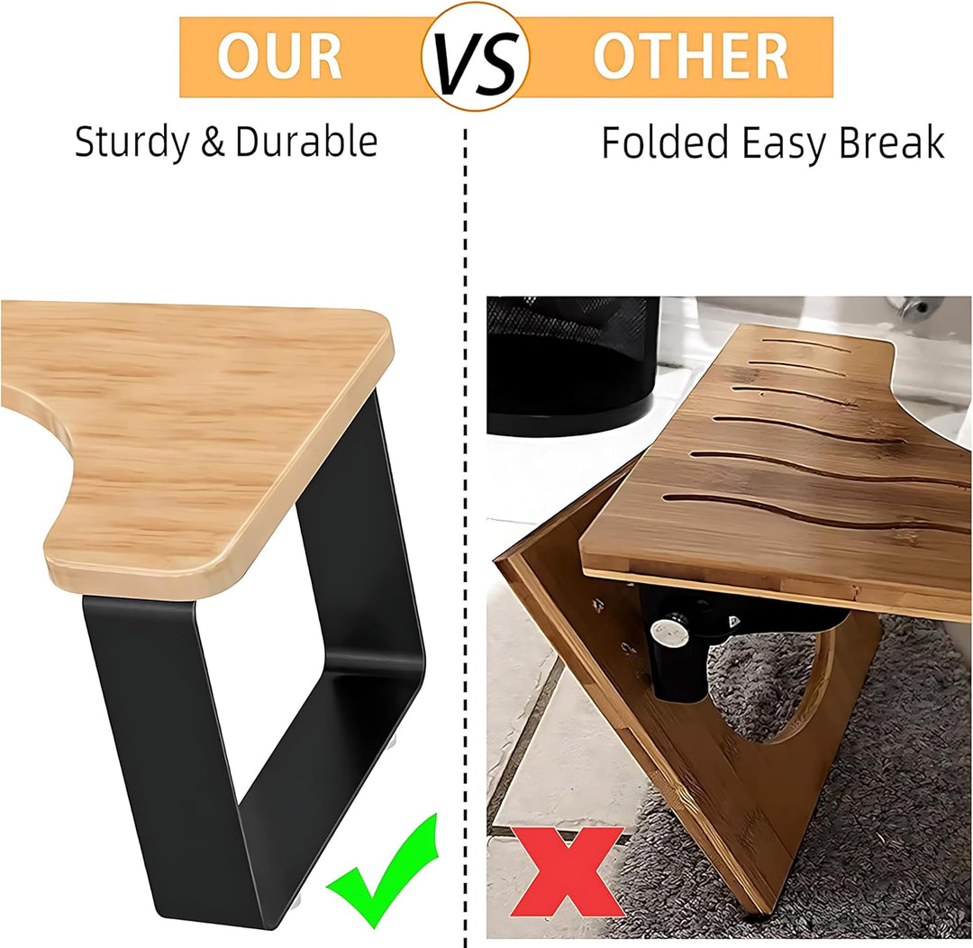 AMSAMOTION Metall mit Holz-Toilettenhocker, 7 Zoll 18CM Badezimmer Kothocker Erwachsene, Anti-Rutsch