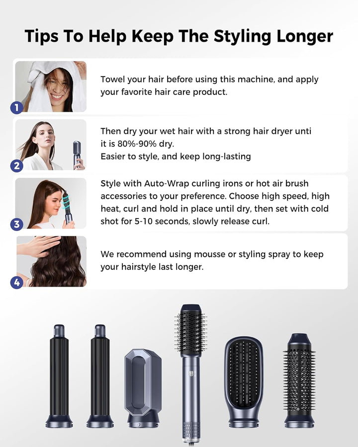 Haarstyler Hair Styler 6 In 1 Airstyler Mit Rundbürstenföhn Haarstyler Warmluftbürste rundbürstenföh