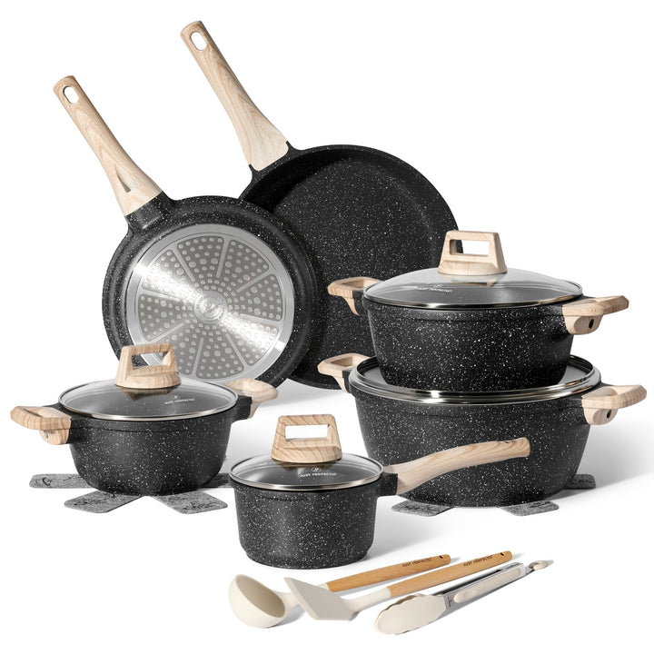 JUST PERFECTO Topfset Induktion - Pfannenset mit deckel - Pfanne 24cm, Bratpfanne 28 cm - kochtopf s