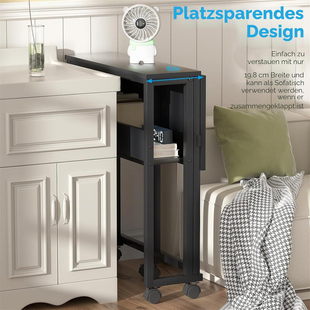 GreenForest Kleiner Schreibtisch Klappbar, 80 cm Klappschreibtisch mit Rollen, Einfache Montage Klap