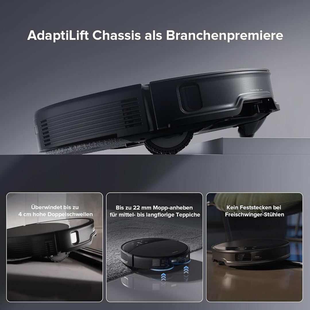 roborock Saros 10R Saugroboter mit Wischfunktion&angebbarem Wischmopp, 7,98cm Ultra-Slim Design, Sta