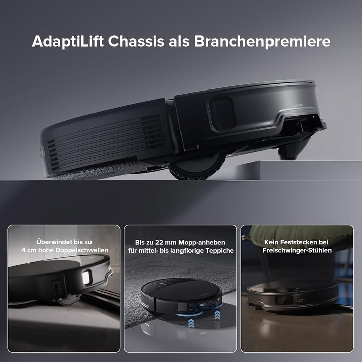 roborock Saros 10R Saugroboter mit Wischfunktion&angebbarem Wischmopp, 7,98cm Ultra-Slim Design, Sta