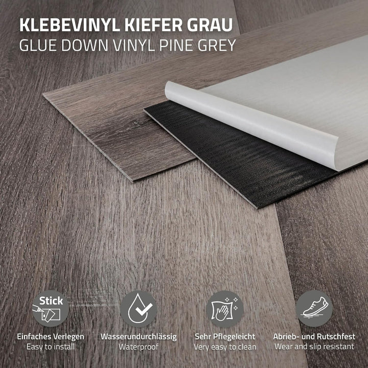 ML-Design Deluxe PVC Bodenbelag, Selbstklebende Vinyl-Dielen, Vinylboden, 91,5 cm x 15,3 cm x 2 mm,