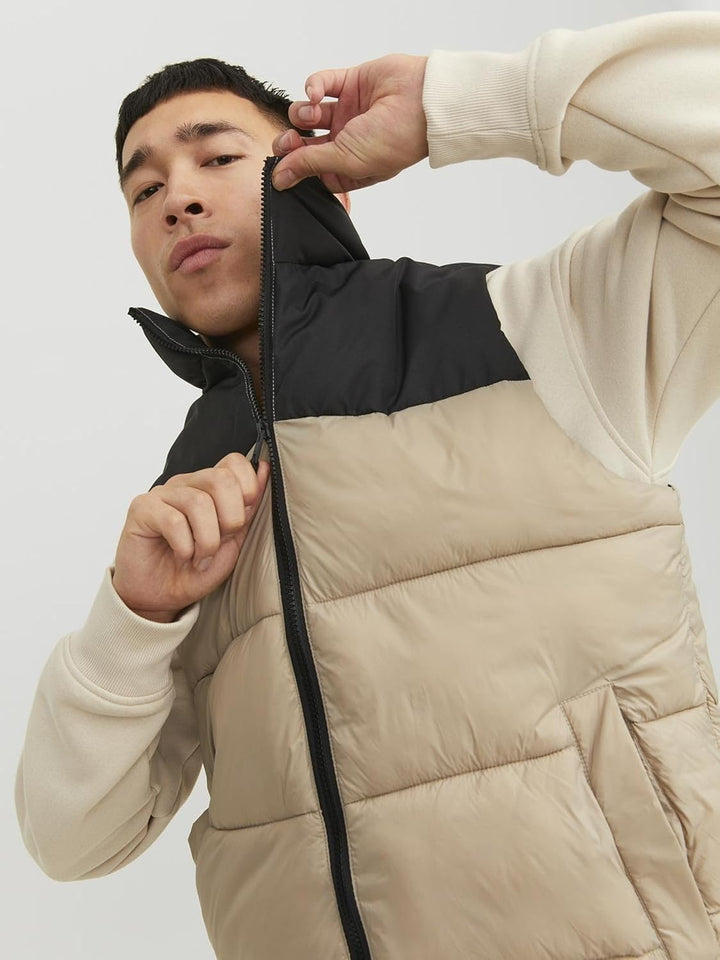 JACK & JONES male Pufferweste Pufferweste S Crockery/Detail:black Blocking, S Crockery/Detail:black
