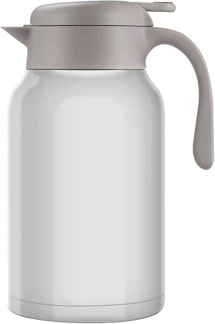 Luvan Thermoskanne 2,0 l, Thermokaraffe aus Edelstahl, Warmhaltefunktion, kalt, 24 Stunden (weiss),