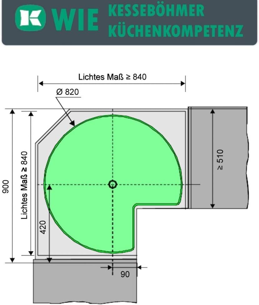 SO-TECH® 3/4-Kreis Drehbeschlag für 90er Eckschrank