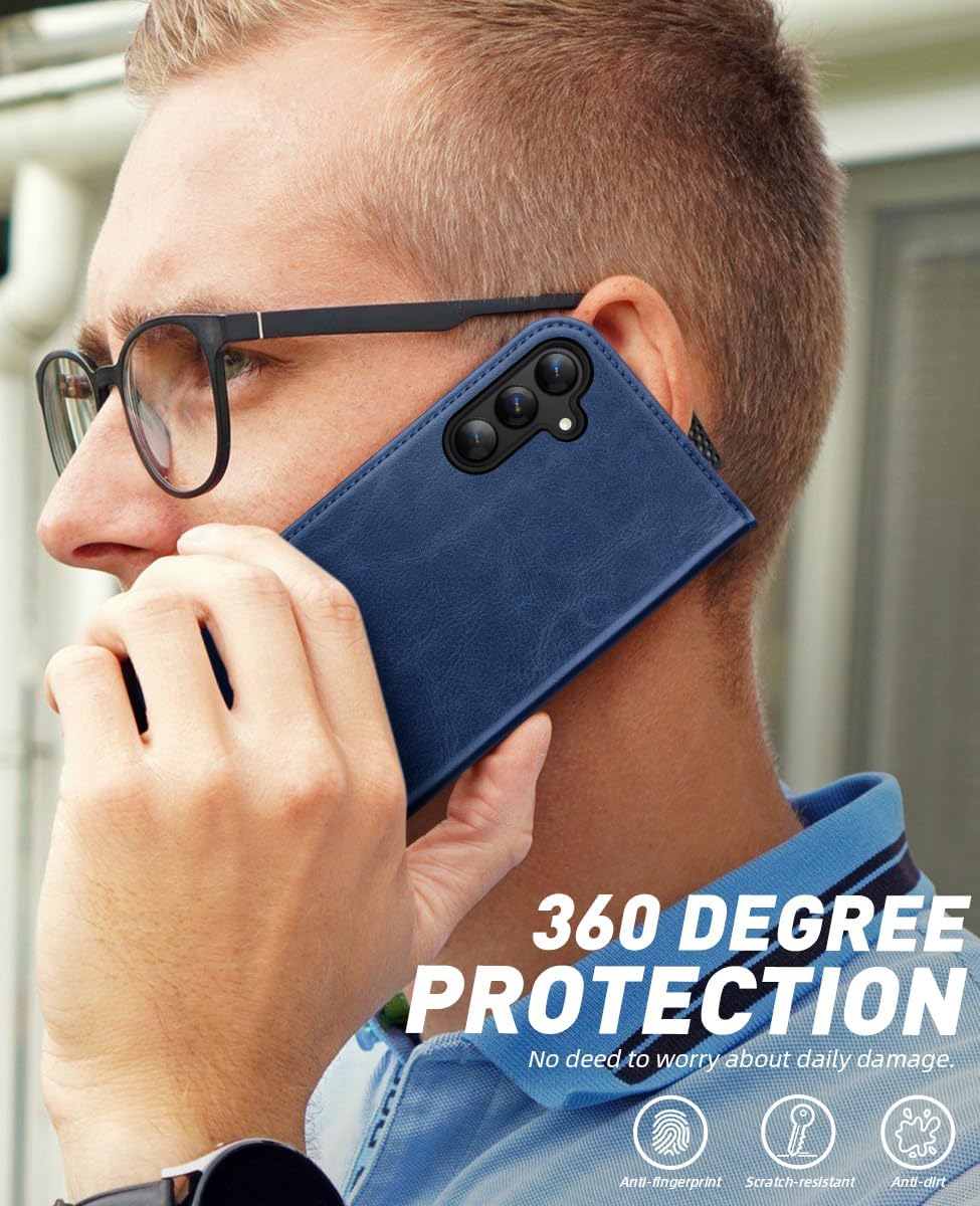 OCASE Handyhülle für Samsung Galaxy S24 FE Hülle Premium Leder Flip Klappbare Klapphülle Stossfeste