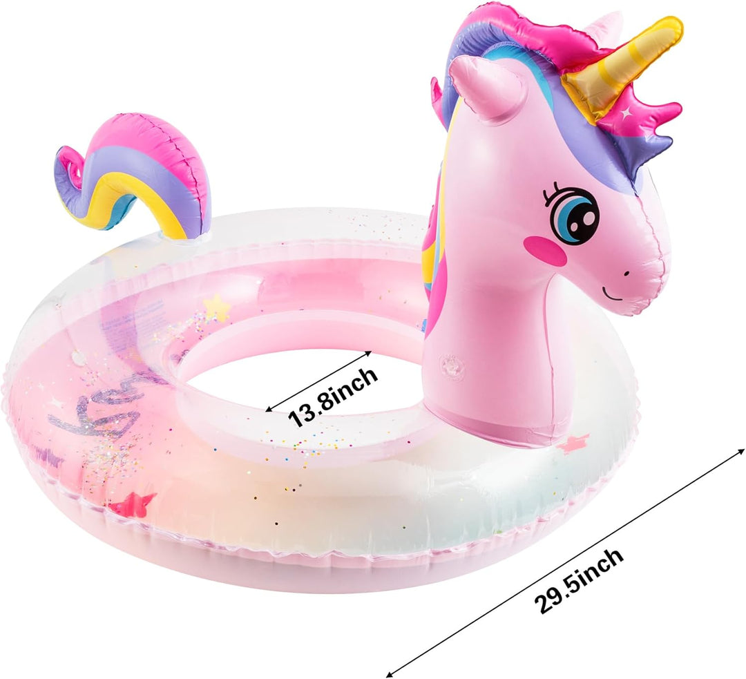 GROBRO7 Gradient Aufblasbarer Pool Float - Rosa Einhorn Glitzern Pool Float mit Schwanz, Riesiger Po