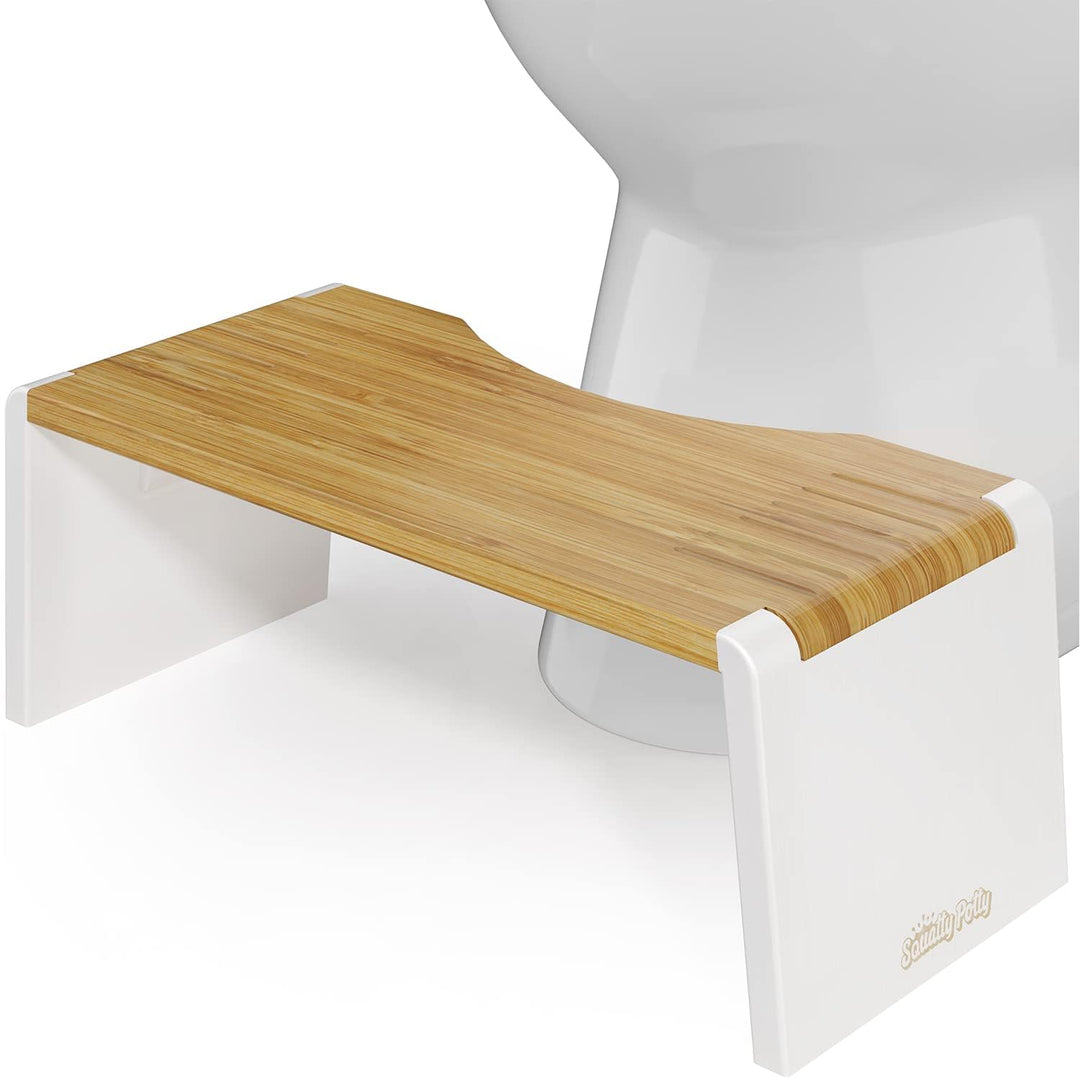 Squatty Potty Stockholm Falten Bambus Toilette Hocker, 7-Zoll Collapsible, Braun und Weiss, Bambus
