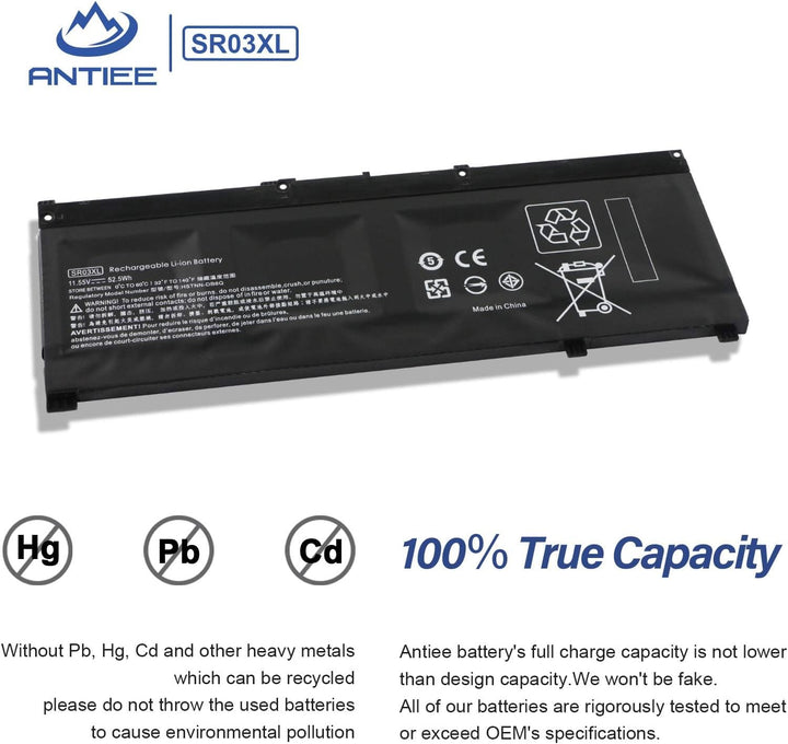 ANTIEE SR03XL Laptop Akku für HP Pavilion 15-CX 15-CX0056WM 15-CX0058WM Envy X360 15-CN 15-CP 17-BW
