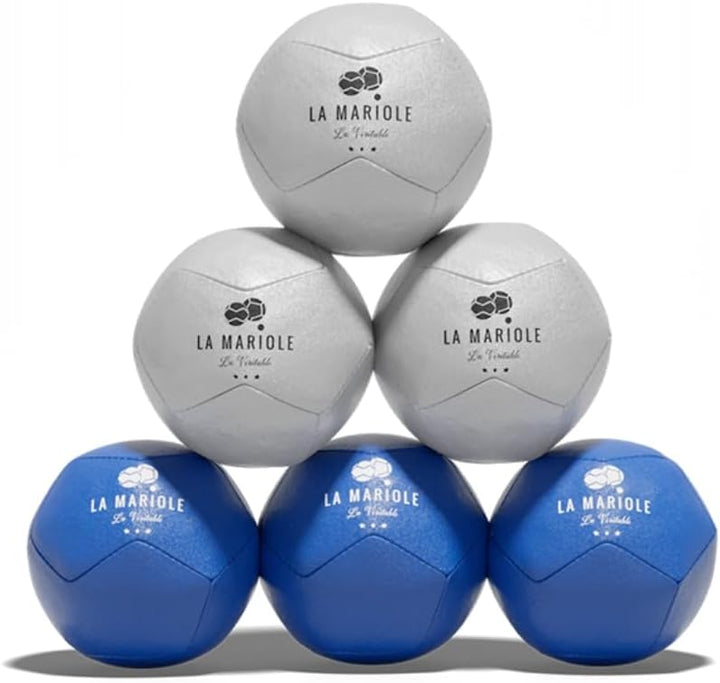 LA MARIOLE – Boccia-Kugeln für alle Terrain Innen und Aussen – Offizielles Pack V4 Blau und Grau, Bl