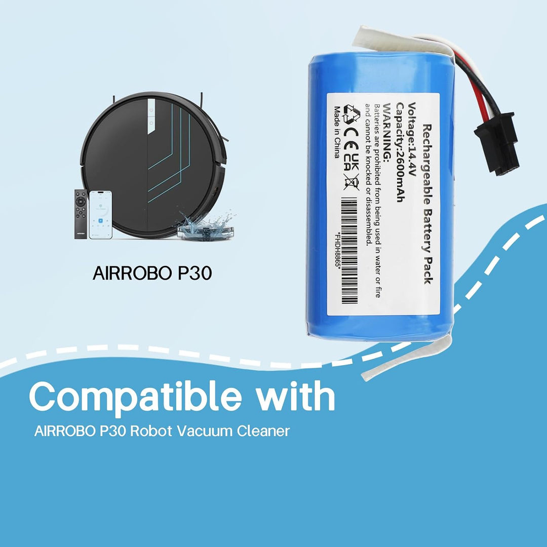 K KYUER 14.4V 2600mah Ersatz Saugroboter Akku für AIRROBO P30 Robot Vacuum Cleaner Battery H18650CH-