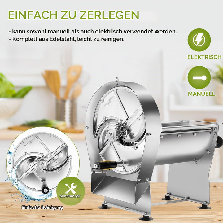 NEWTRY Elektrische Gemüseschneidemaschine, Scheibenförmig, 0-10mm Einstellbar für Obst und Gemüse, K