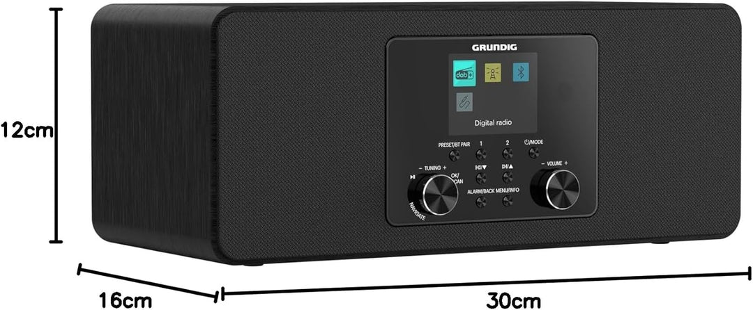 Grundig DTR 4600 2.0 DAB+ Digitalradio, FM, 2.0 Stereo-Lautsprechersystem, 10 W RMS, Alarmfunktion,