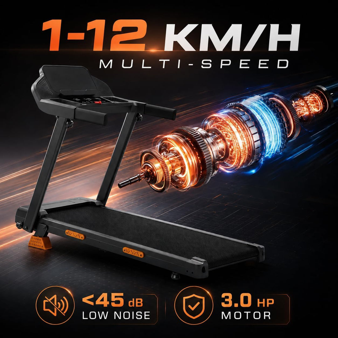 Laufband für Zuhause mit Steigung 15%-18% Auto | Laufbänder 12KM/H, Treadmill for Home mit 3,0-PS-Mo
