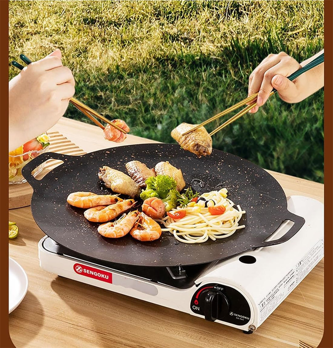 Koreanische Grillpfanne, 34 cm Eisen mit Antihaftbeschichtung, Backen, multifunktionale Herdplatte f