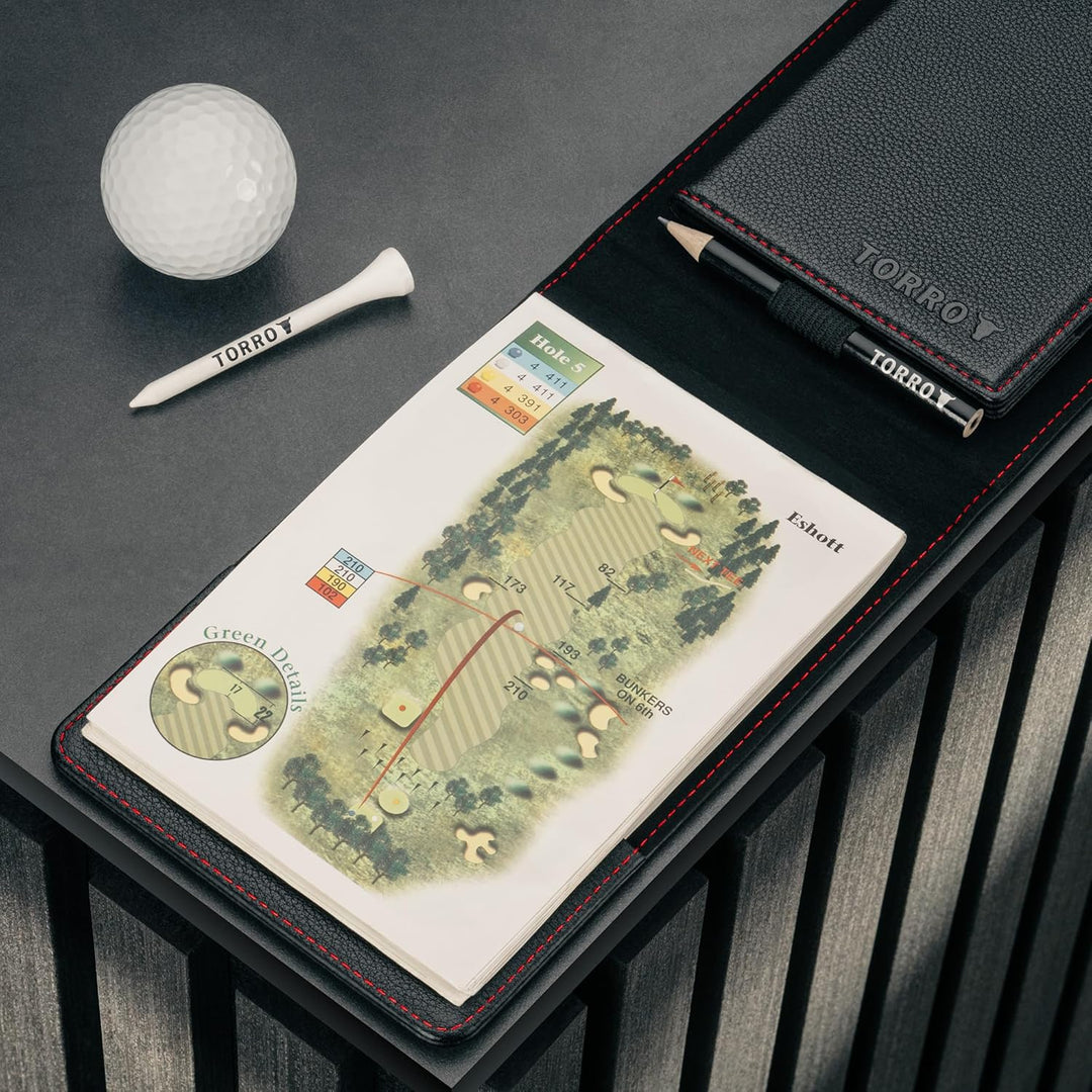 TORRO Golf Scorekartenhalter und Yardage-Buch-Cover – Echteder Golf Scorekarte und Yardage Wallet mi