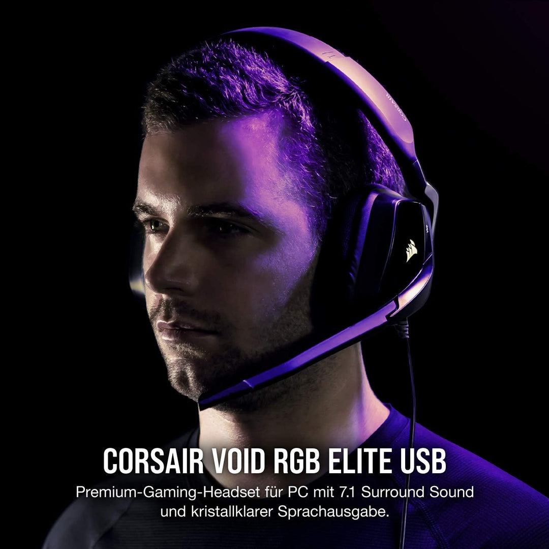 Corsair Void Elite RGB USB Gaming Headset (7.1 Surround Sound, iCUE RGB-Beleuchtung, Mikrofaser und