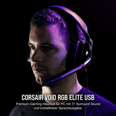 Corsair Void Elite RGB USB Gaming Headset (7.1 Surround Sound, iCUE RGB-Beleuchtung, Mikrofaser und