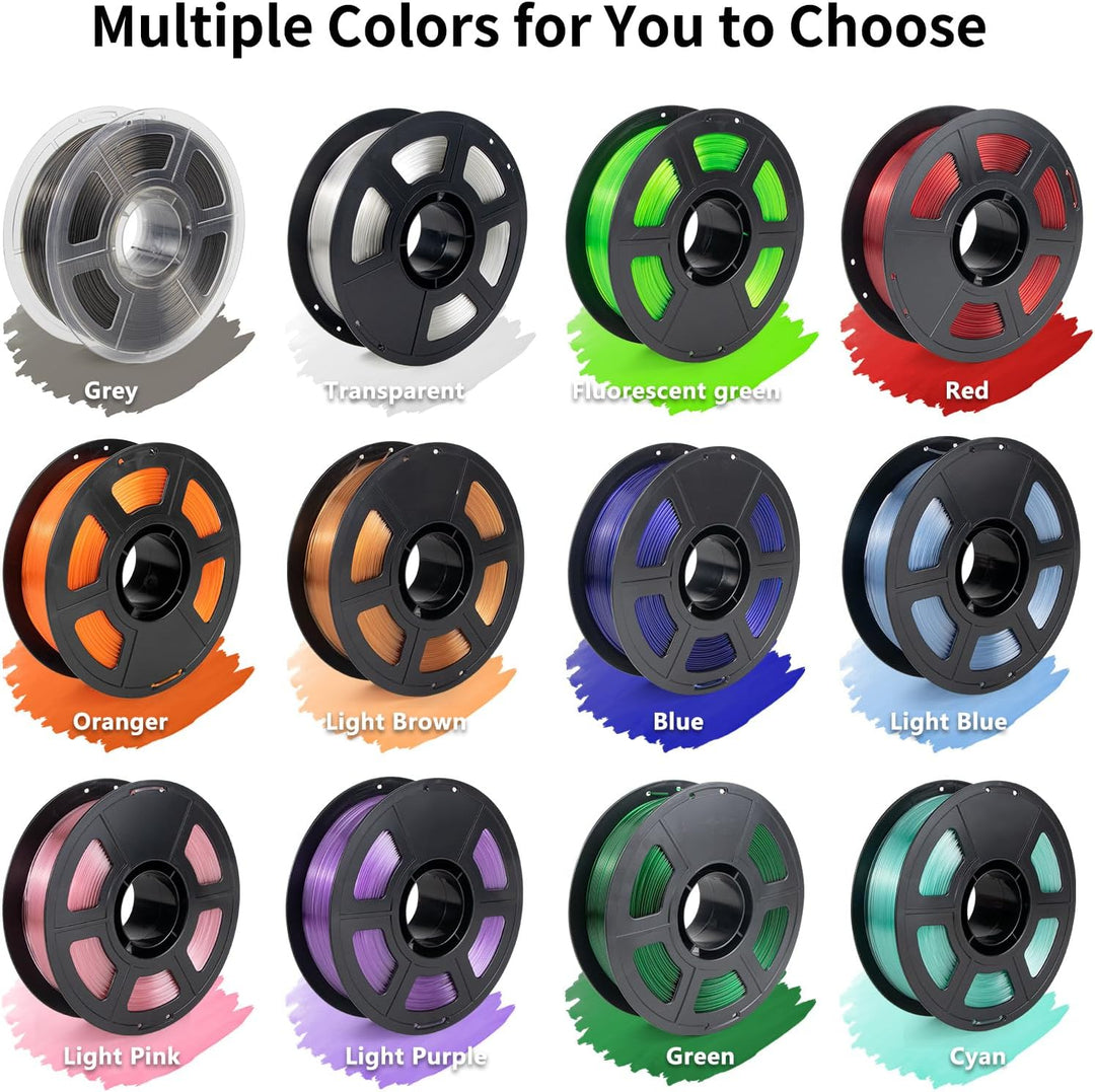 IEMAI PETG Filament 1.75mm, Transparent PETG Rot/Blau/Violett/Fluoreszierendes Grün, 4 x 250g Spule,