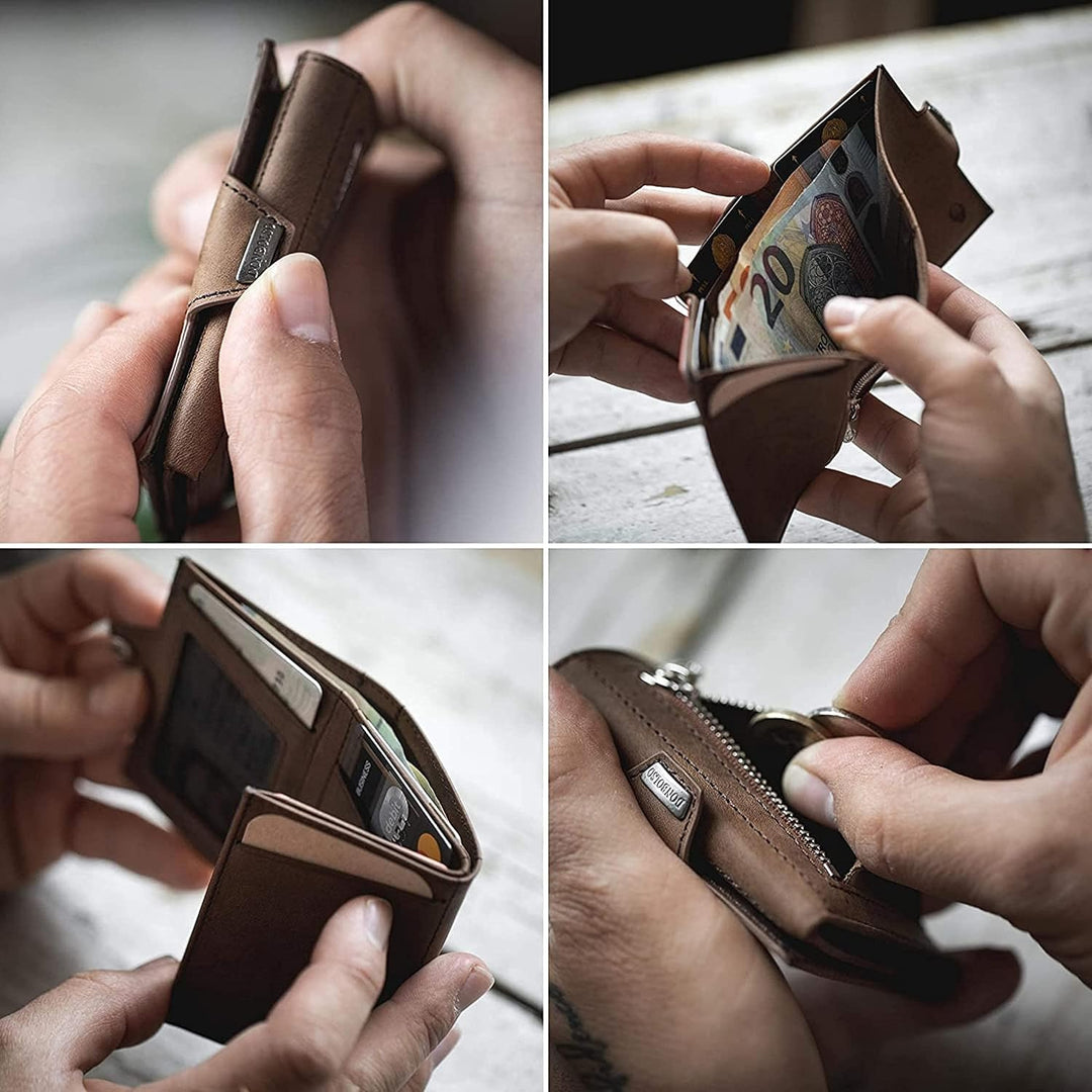 DONBOLSO Wallet NextGen Leder I Slim Wallet mit Münzfach I Geldbeutel mit RFID Schutz I Kartenetui b