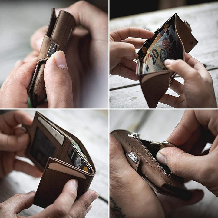 DONBOLSO Wallet NextGen Leder I Slim Wallet mit Münzfach I Geldbeutel mit RFID Schutz I Kartenetui b