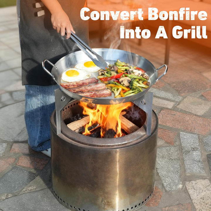 onlyfire Edelstahl Plancha mit Stativfuss für Solo Stove Bonfire 49.5cm Feuerstelle, Plancha Grillpl