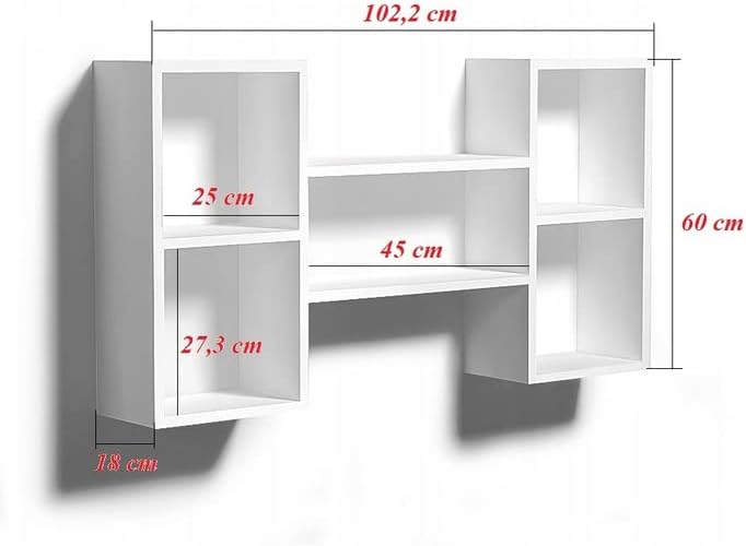 KUBUTKU Dekorativ Wandregal mit 5 Böden 102x60x18 Design Skandinavischer Modern für Wohnzimmer Küche