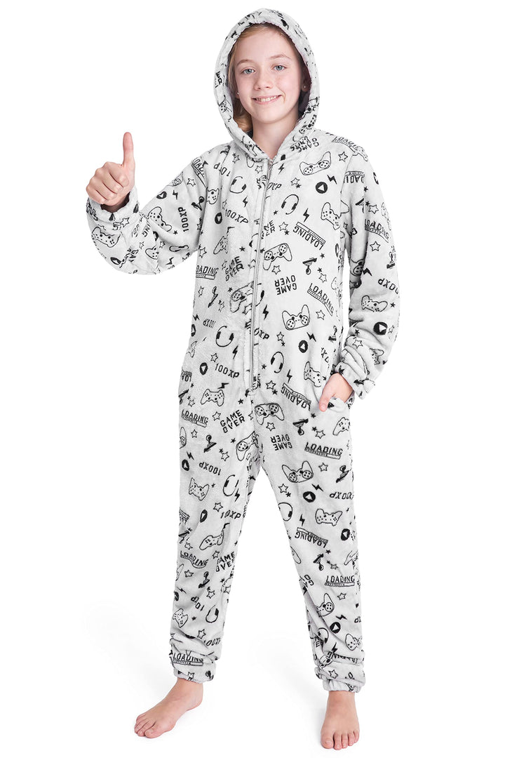 CityComfort Onesie Kinder Fleece Overall Jumpsuit Schlafanzug Jungen Mädchen Extra Weich Einteiler G