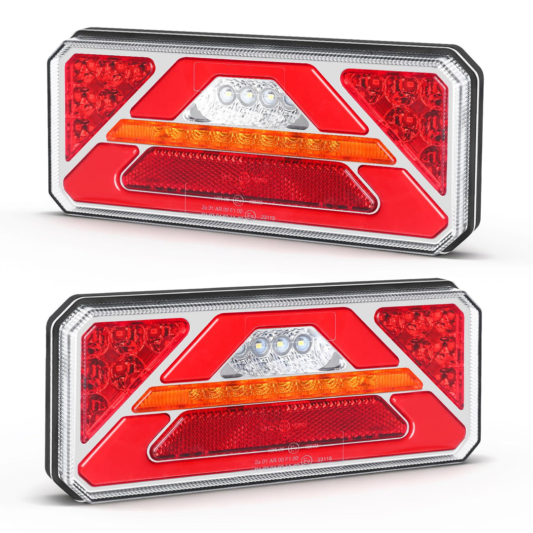 2 Stück LED Anhänger Rücklicht, 12V 24V Rückleuchten, IP67 Wasserdicht mit Fahr, Brems, Lenk, Rückfa