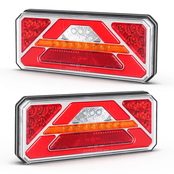 2 Stück LED Anhänger Rücklicht, 12V 24V Rückleuchten, IP67 Wasserdicht mit Fahr, Brems, Lenk, Rückfa