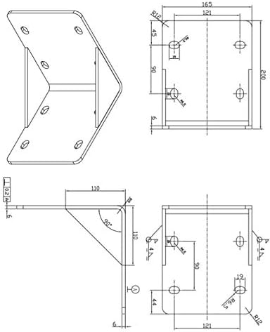 VANA SPP061, Stahl, 1-Stück, grau, Deckenhalterung für Markisen, Adapter für Deckenmontage 200x165x2