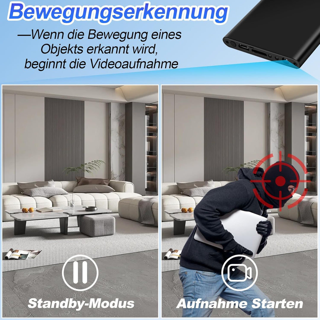 SecuraLen Mini HD Kamera, Dual-Funktion 1080P HD Powerbank Kamera, 17h Aufnahme mit 5000 mAh Akku &